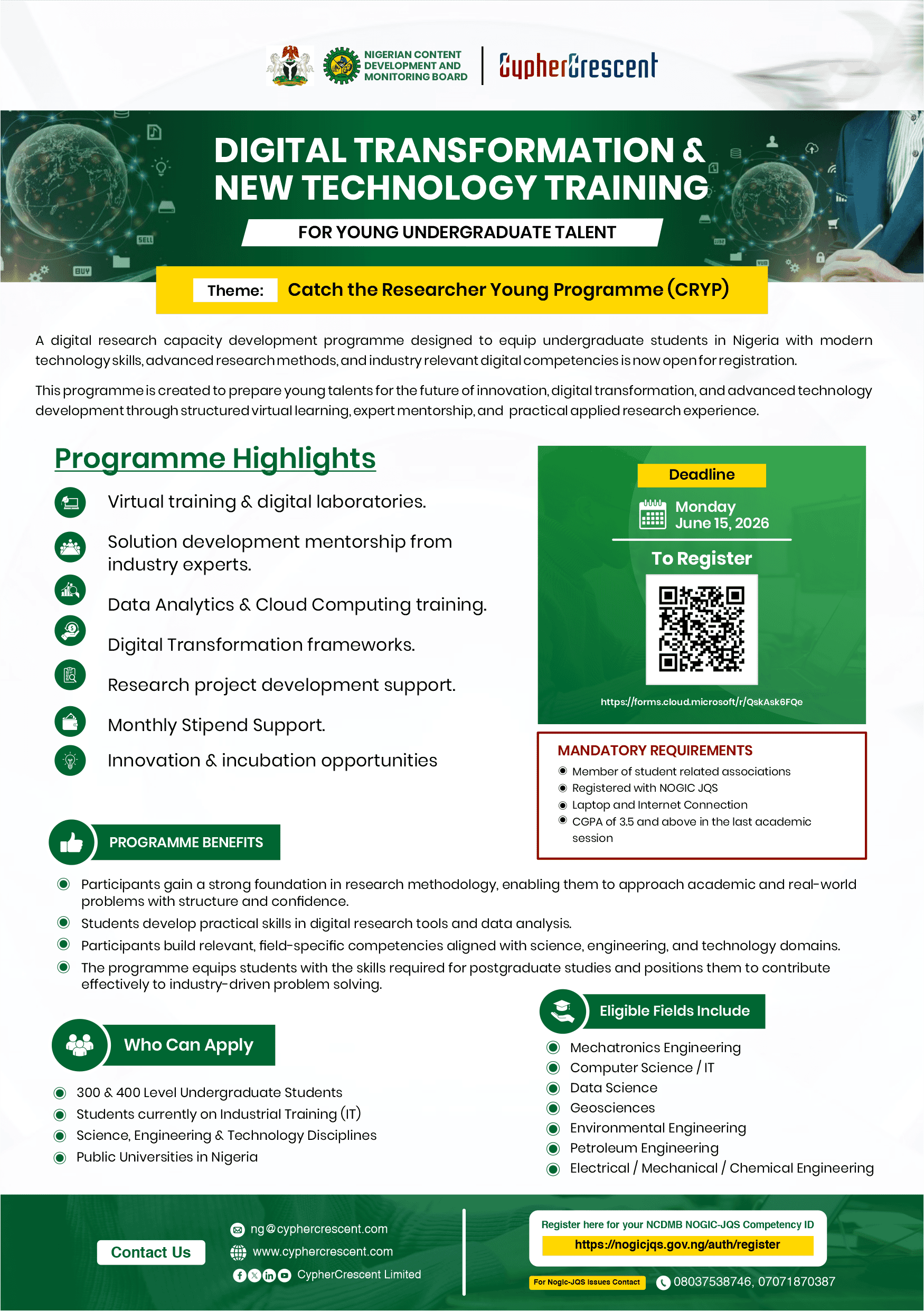 Digital Transformation & New Technology Training flyer