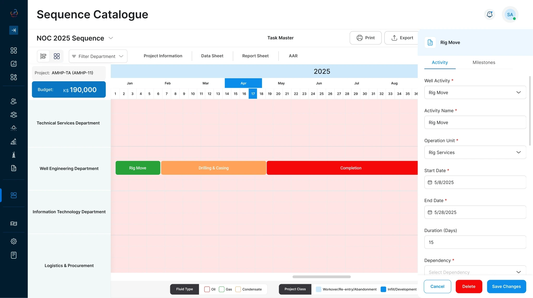 Drilling and Intervention Activities Planner